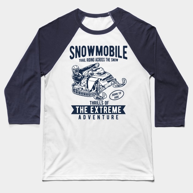 Snowmobile Baseball T-Shirt by beanbeardy